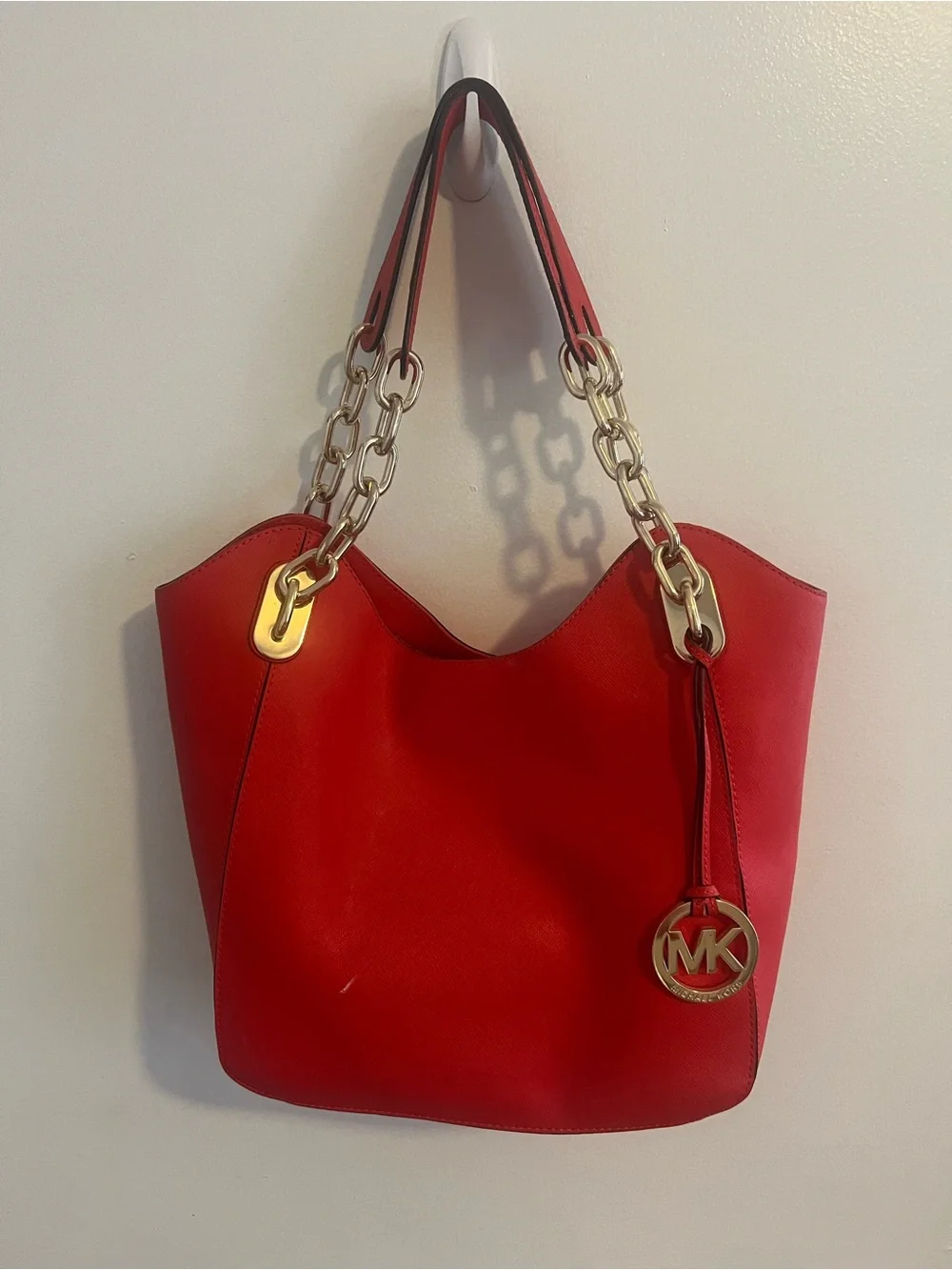 Michael Kors Red Chain-Handle Shoulder Tote